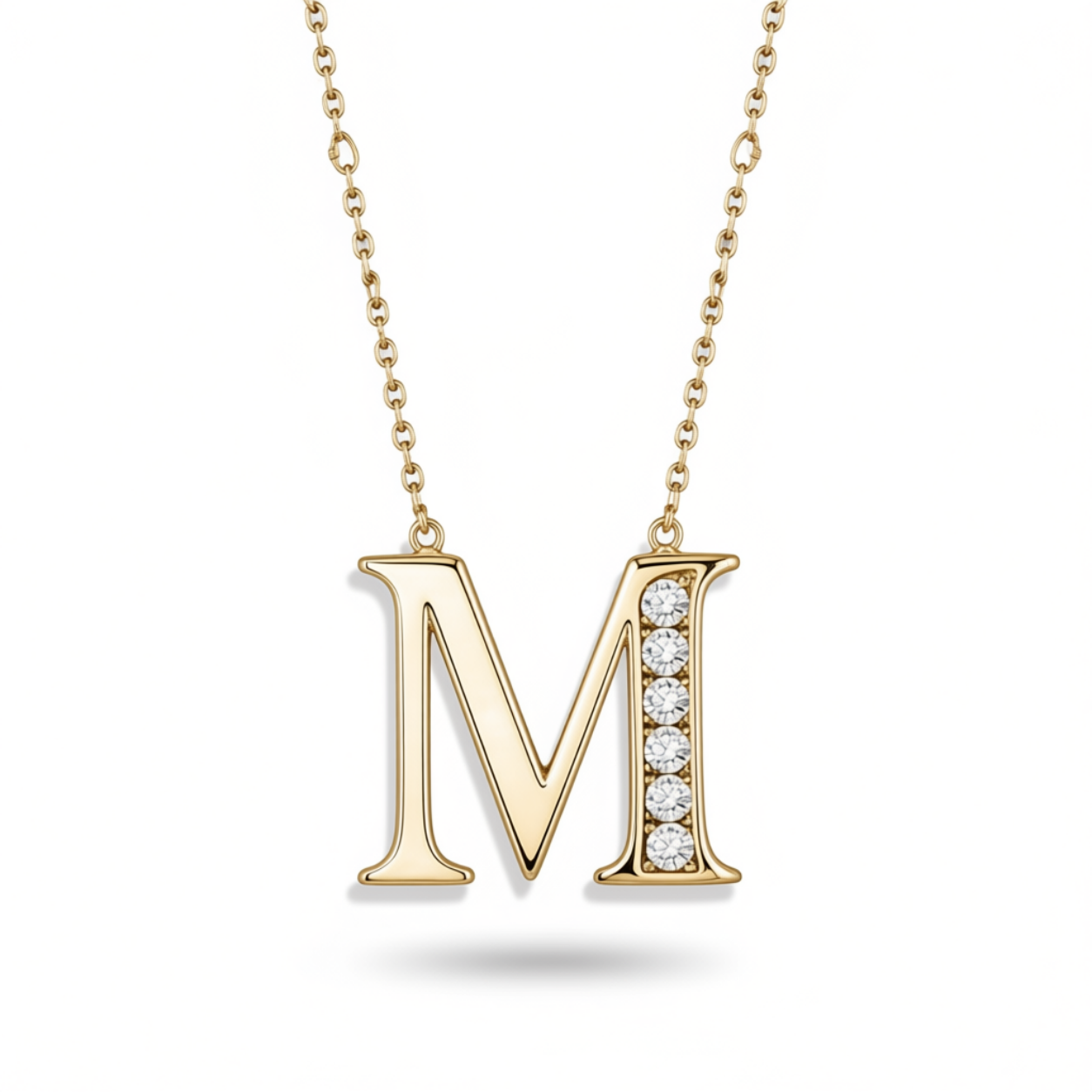 Crystal Accent Letter Satellite Necklace in gold, M by Seeyoura