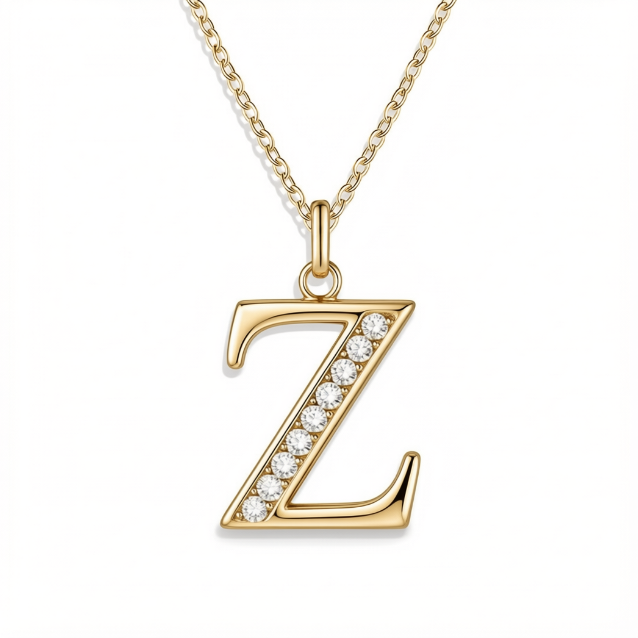 Crystal Accent Letter Satellite Necklace in gold, Z by Seeyoura