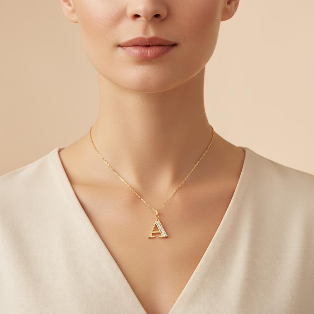 Crystal Accent Letter Satellite Necklace by Seeyoura