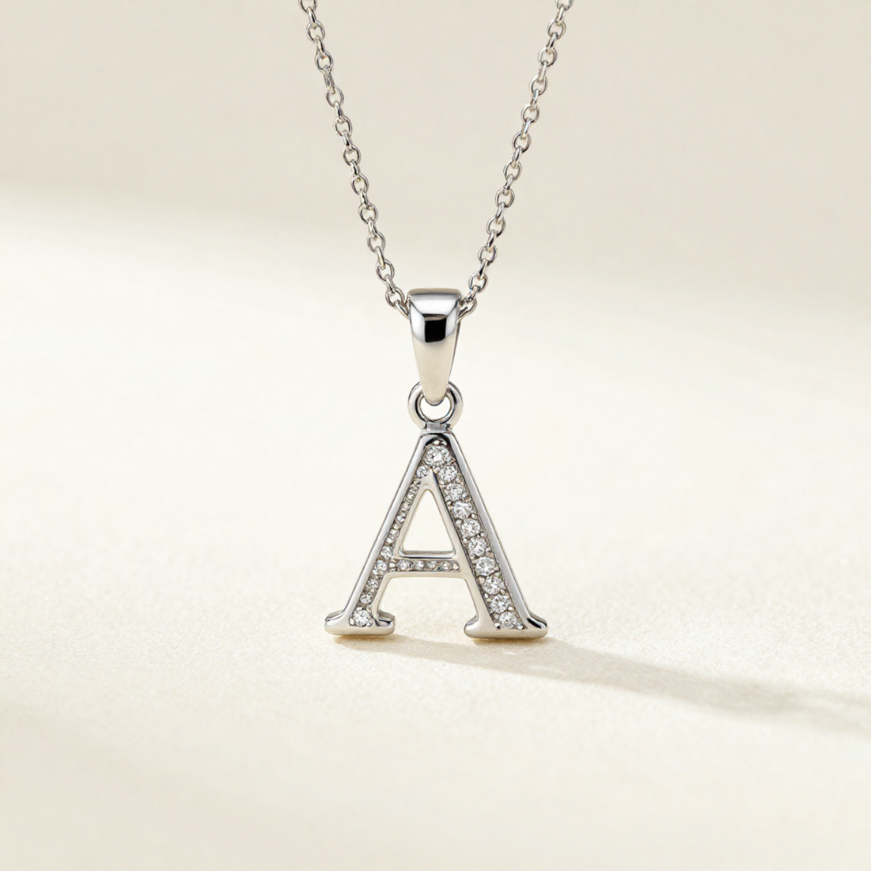 Crystal Accent Letter Satellite Necklace in silver, A by Seeyoura