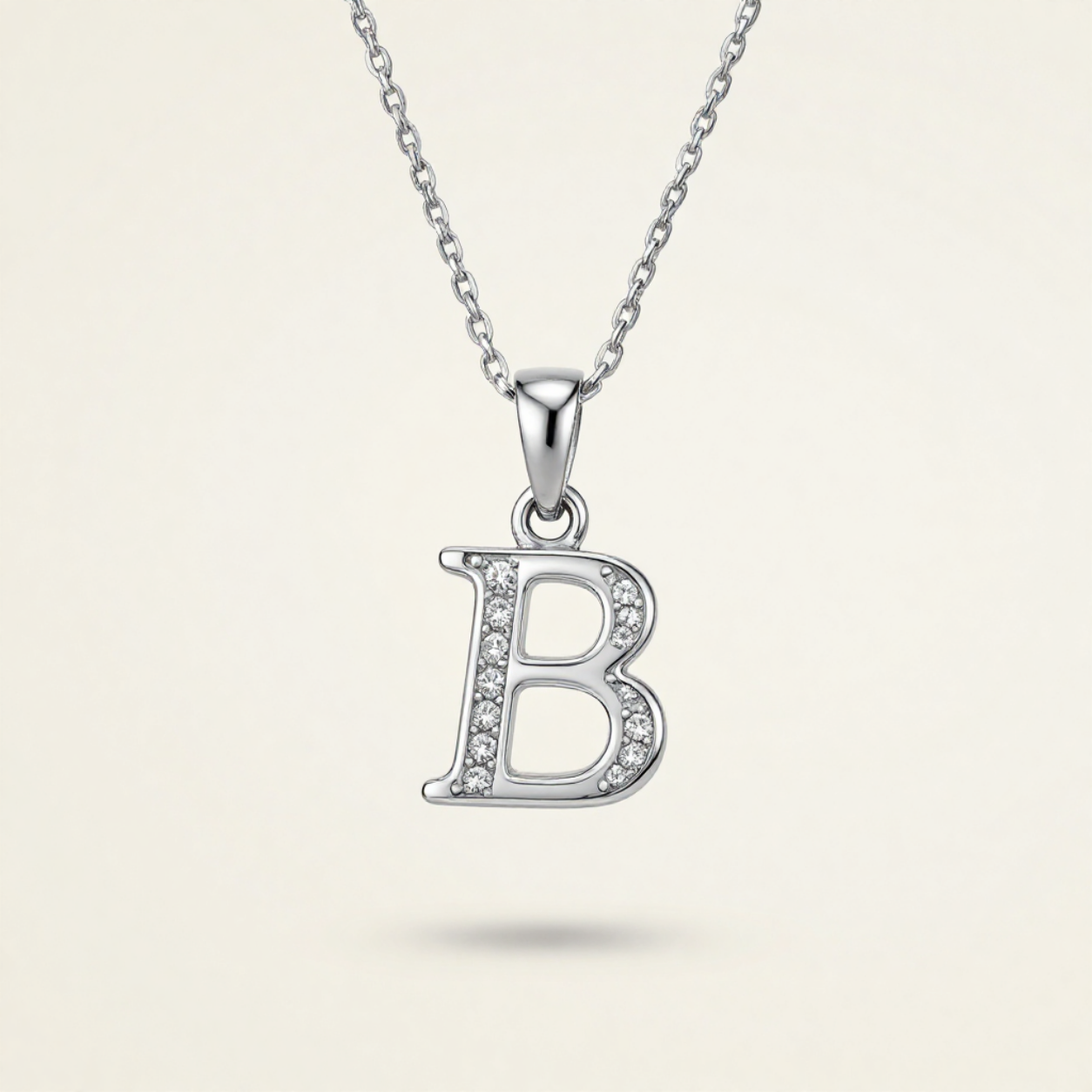 Crystal Accent Letter Satellite Necklace in silver, B by Seeyoura