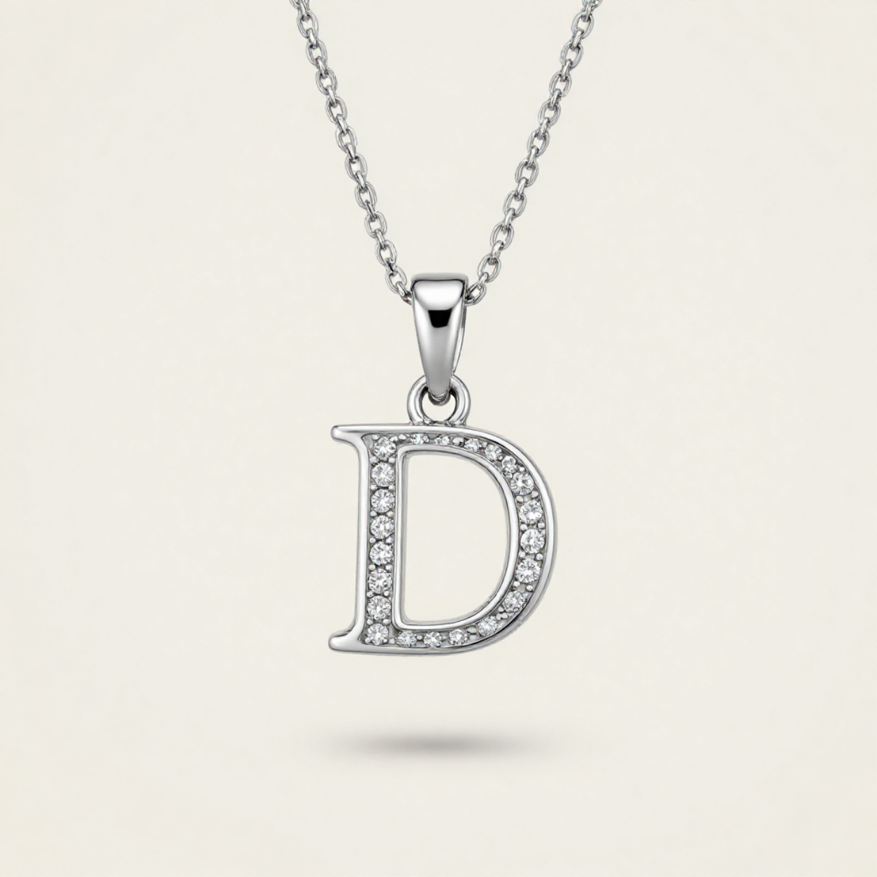 Crystal Accent Letter Satellite Necklace in silver, D by Seeyoura