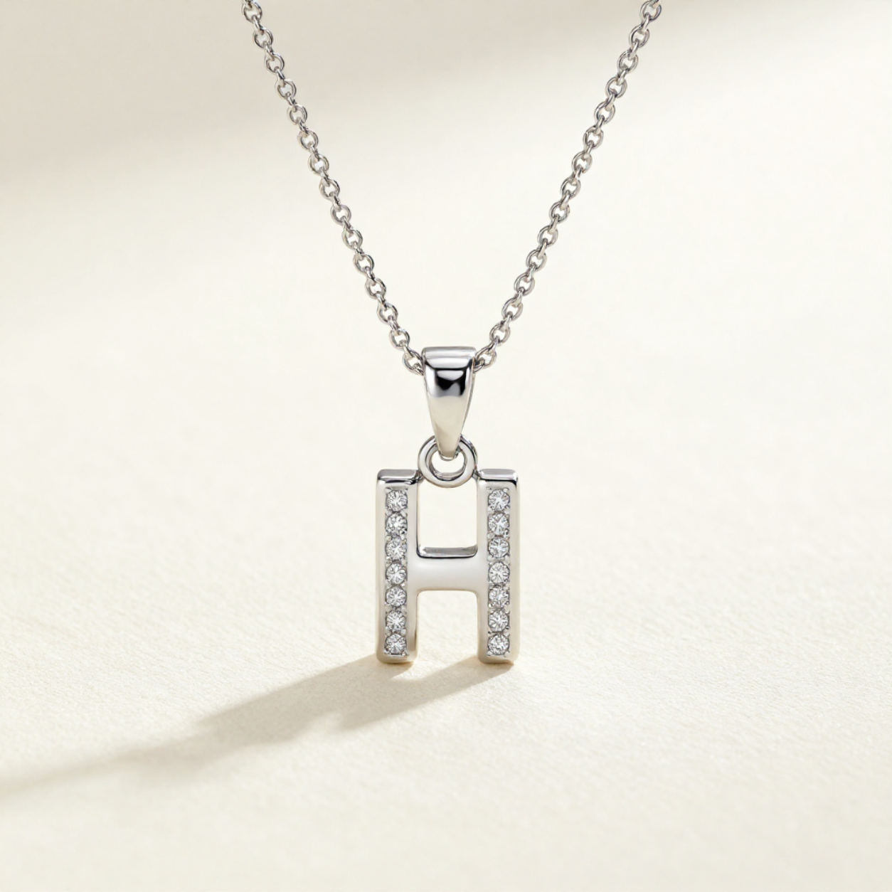 Crystal Accent Letter Satellite Necklace in silver, H by Seeyoura