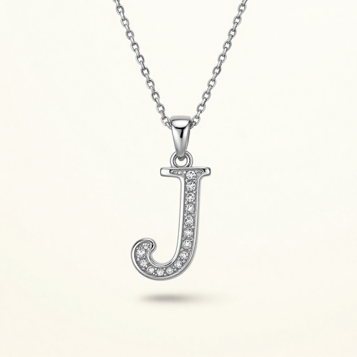 Crystal Accent Letter Satellite Necklace in silver, J by Seeyoura