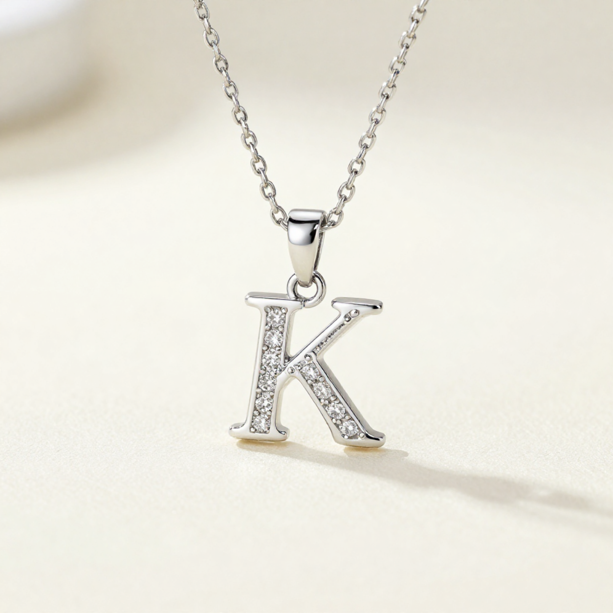 Crystal Accent Letter Satellite Necklace in silver, K by Seeyoura