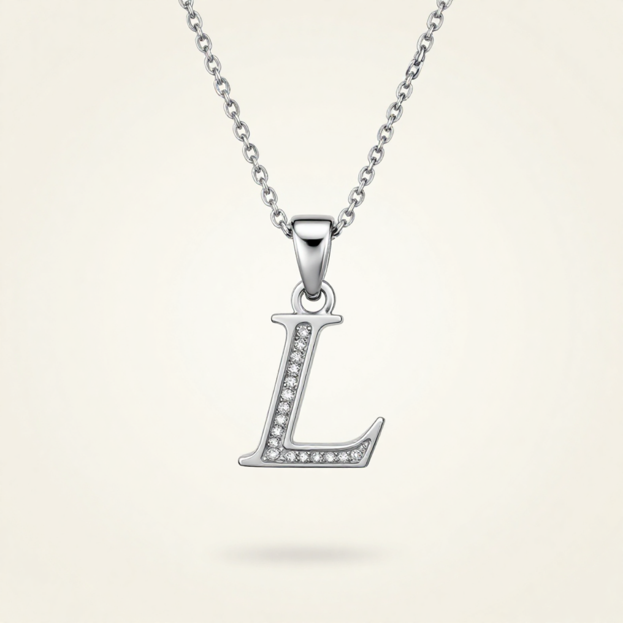 Crystal Accent Letter Satellite Necklace in silver, L by Seeyoura