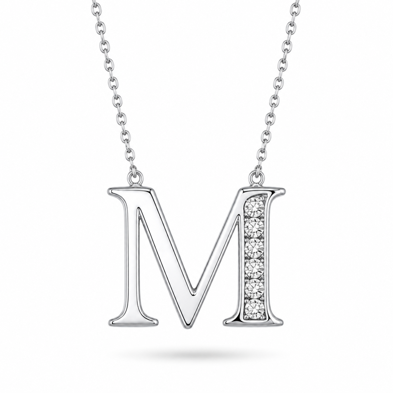 Crystal Accent Letter Satellite Necklace in silver, M by Seeyoura