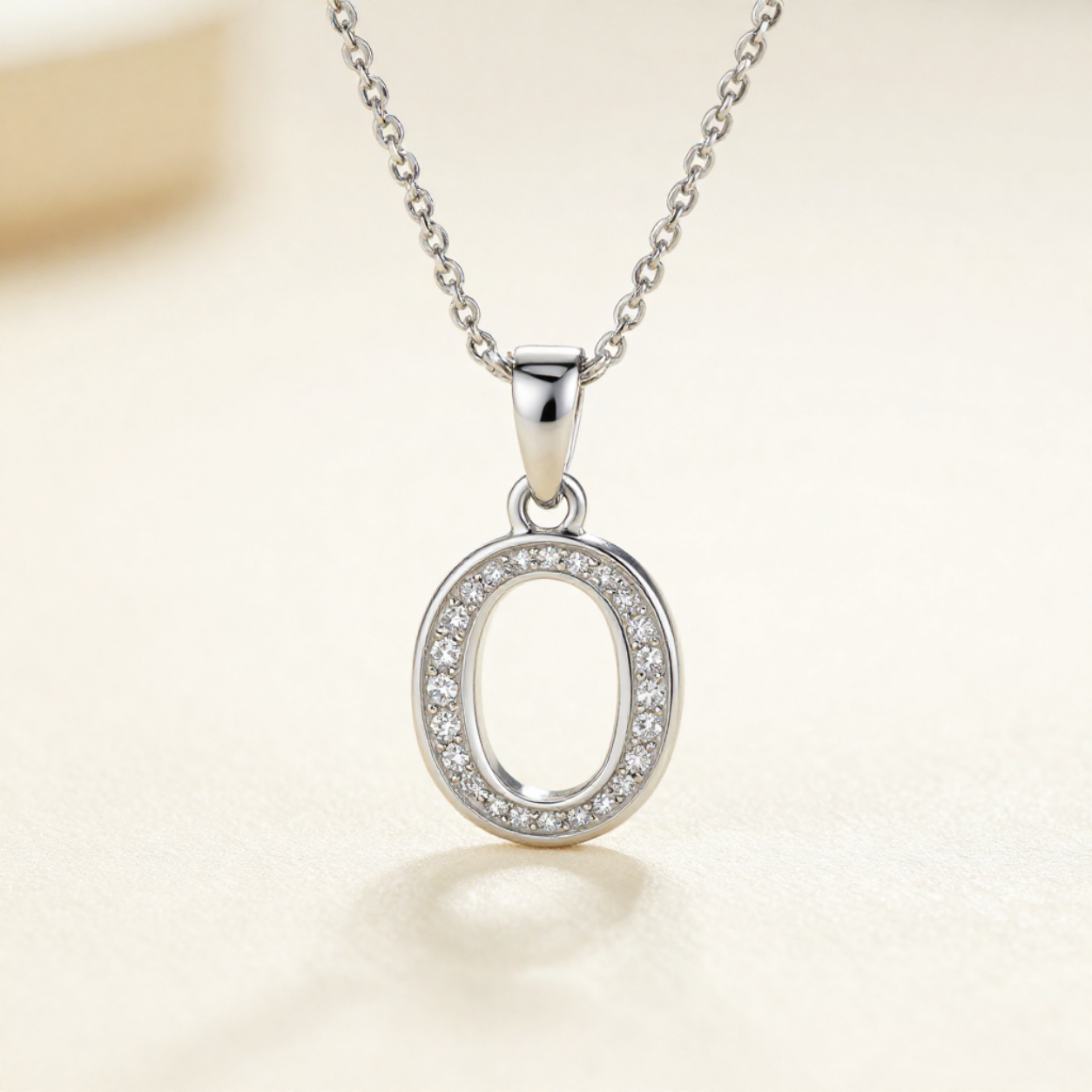 Crystal Accent Letter Satellite Necklace in silver, O by Seeyoura