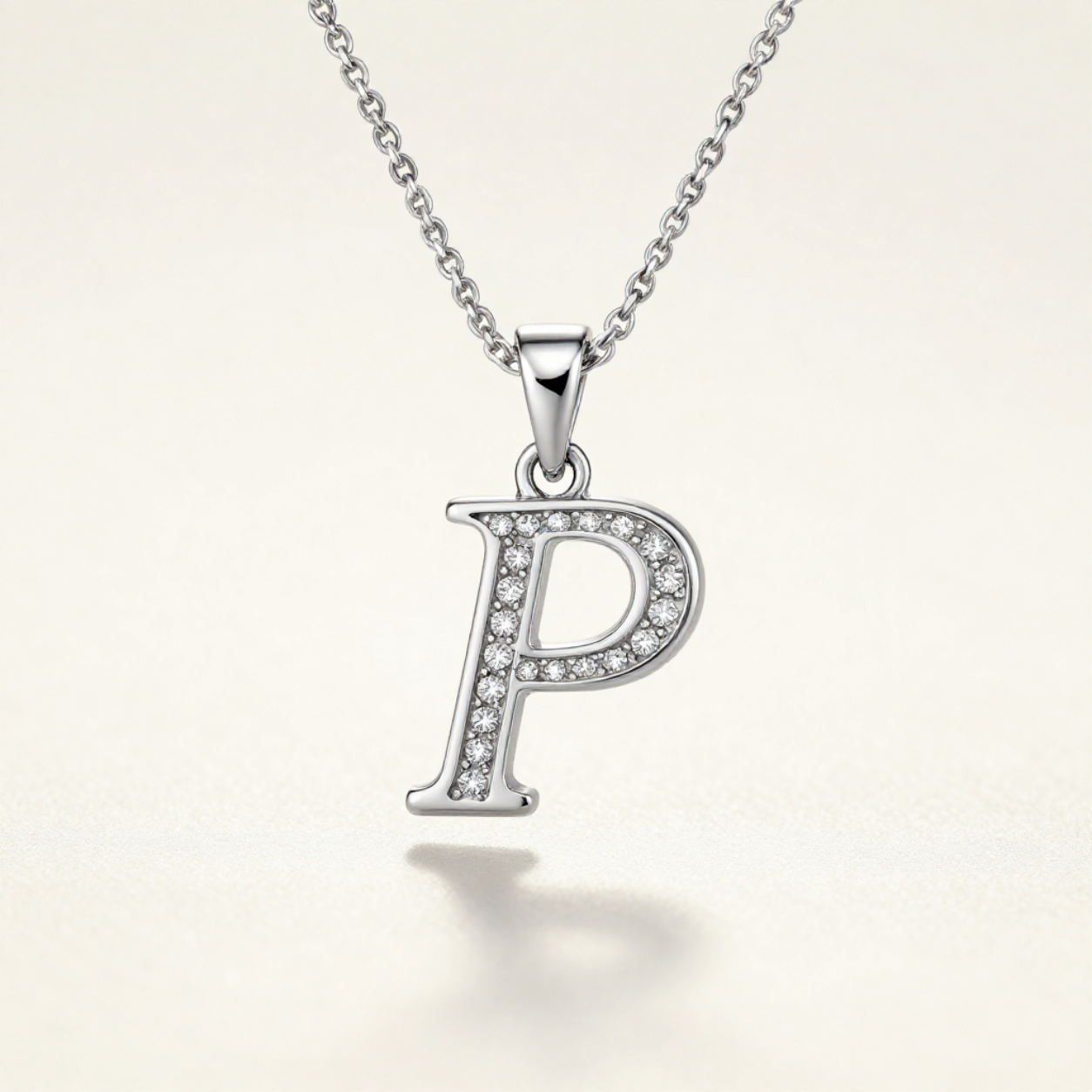 Crystal Accent Letter Satellite Necklace in silver, P by Seeyoura