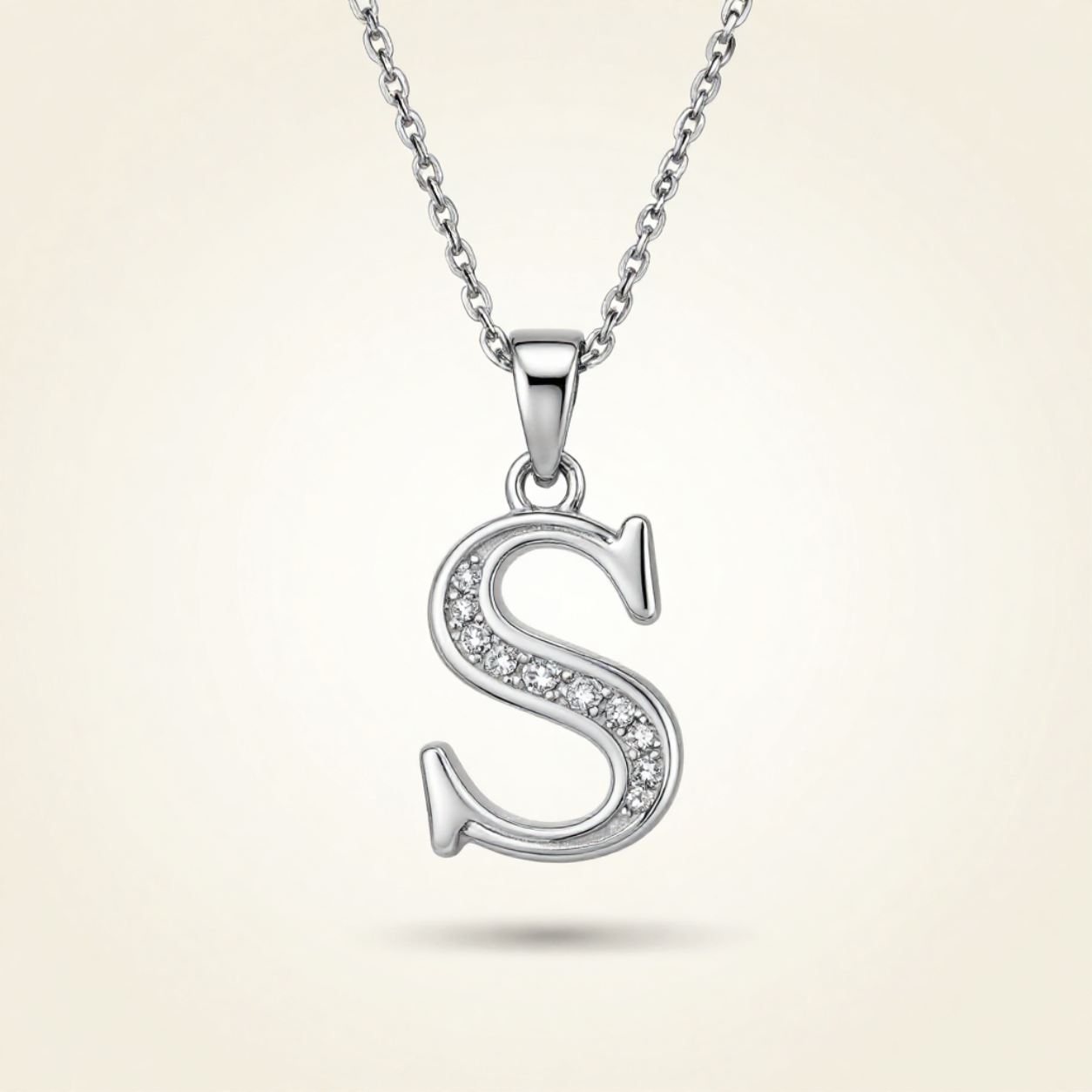 Crystal Accent Letter Satellite Necklace in silver, S by Seeyoura