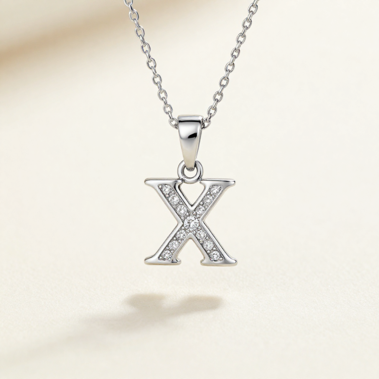 Crystal Accent Letter Satellite Necklace in silver, X by Seeyoura