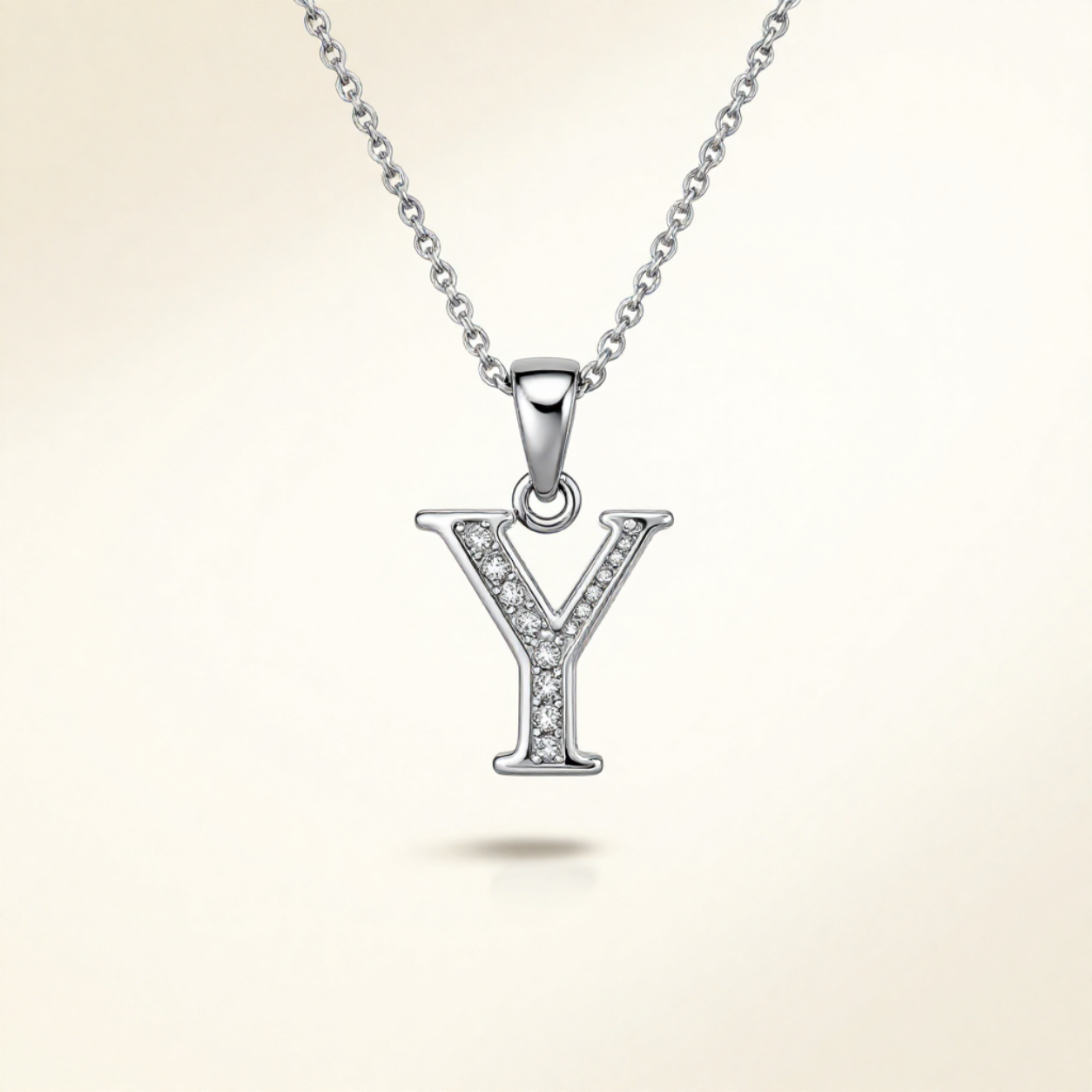 Crystal Accent Letter Satellite Necklace in silver, Y by Seeyoura