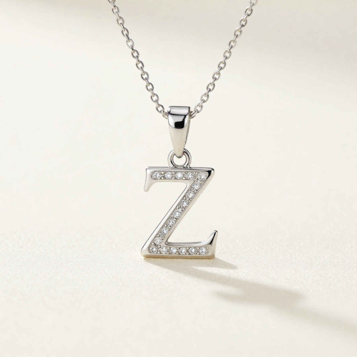 Crystal Accent Letter Satellite Necklace in silver, Z by Seeyoura