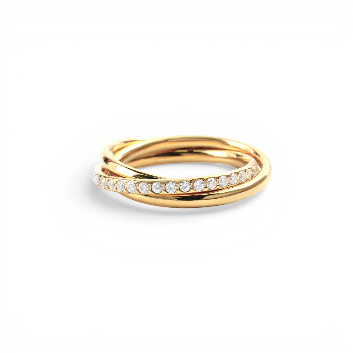 Crystal Interlocking Fidget Ring in gold by Seeyoura