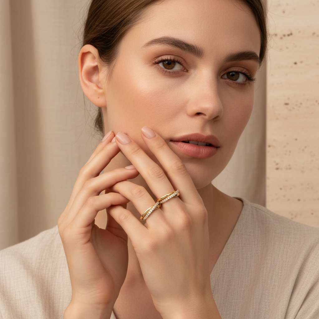 Crystal Interlocking Fidget Ring by Seeyoura