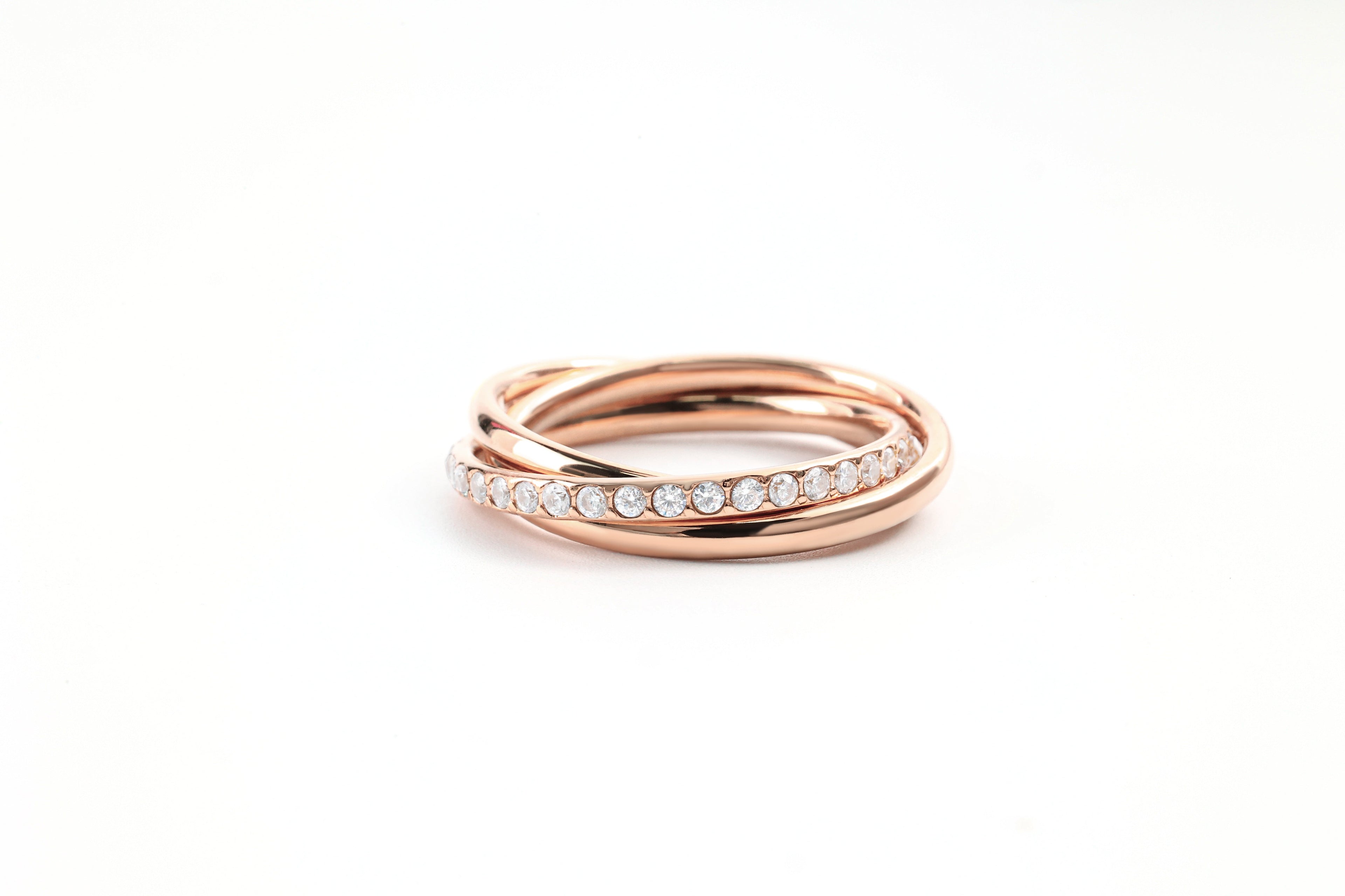 Crystal Interlocking Fidget Ring in rose-gold by Seeyoura