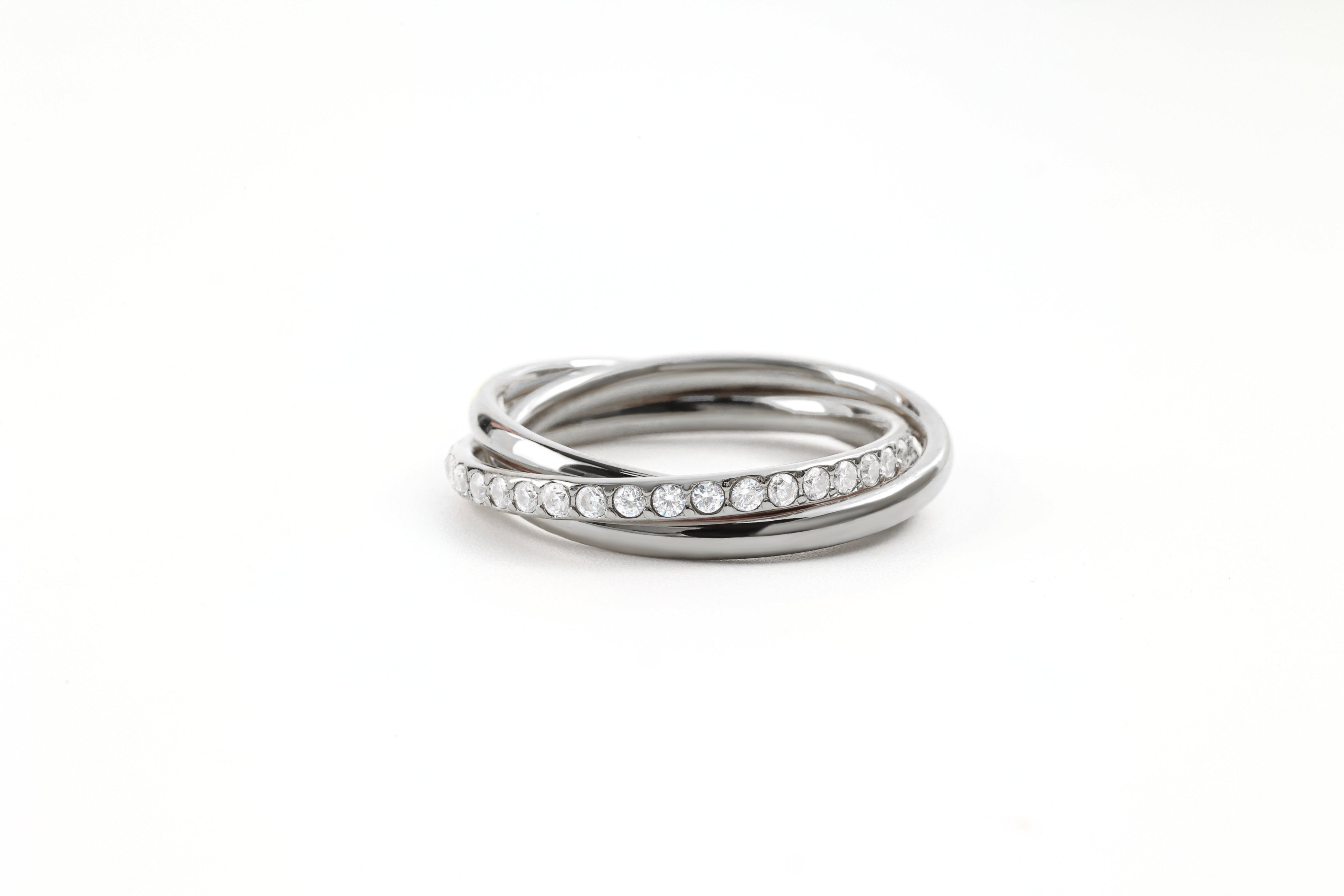 Crystal Interlocking Fidget Ring in silver by Seeyoura
