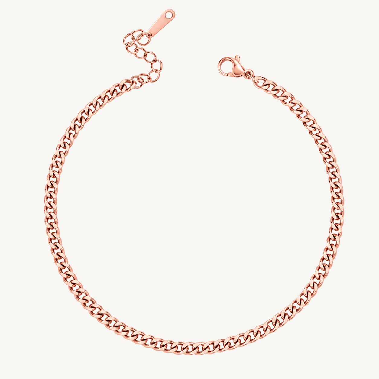Curb Chain Anklet in 9" + 1", rose-gold by Seeyoura