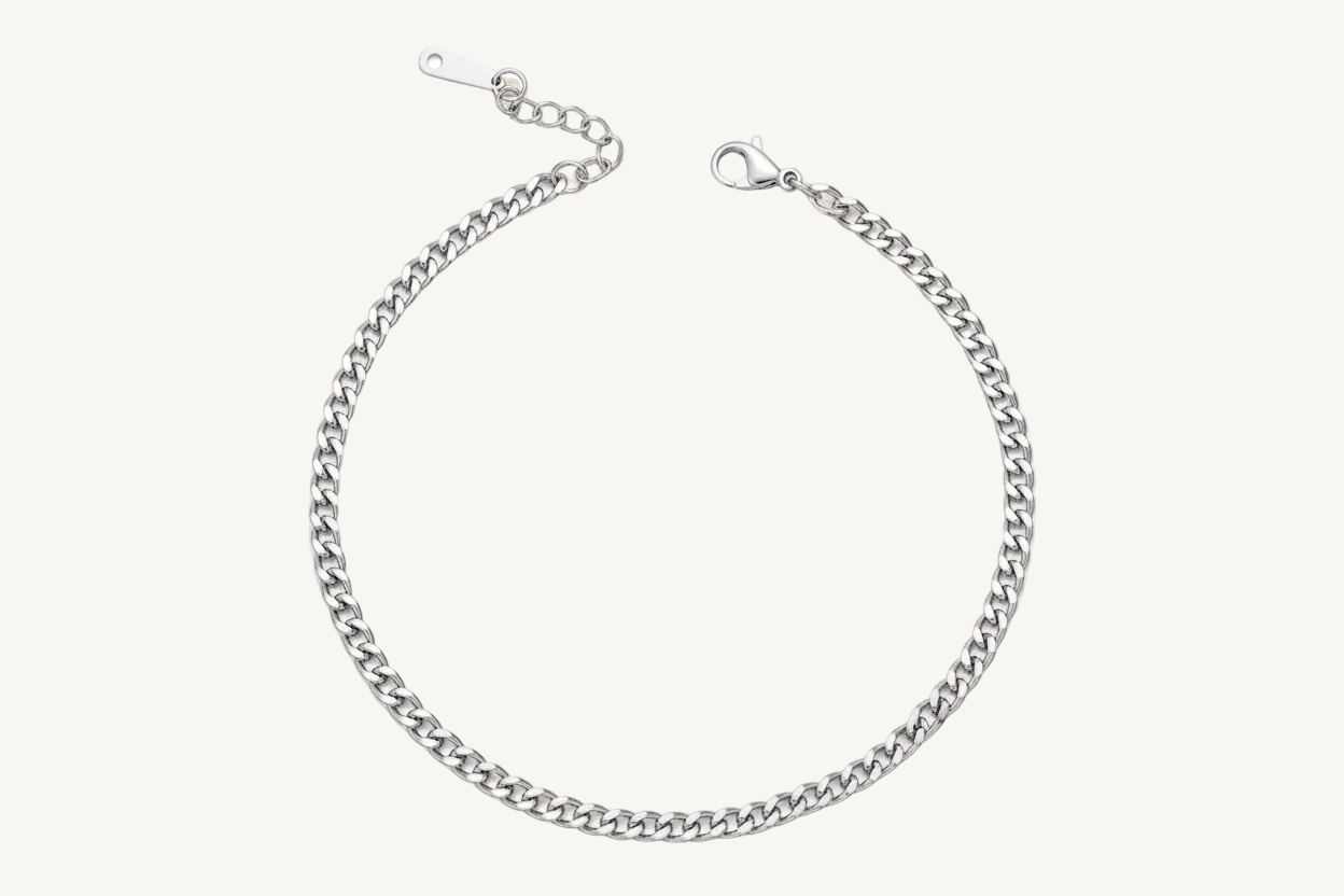 Curb Chain Anklet in 9" + 1", silver by Seeyoura