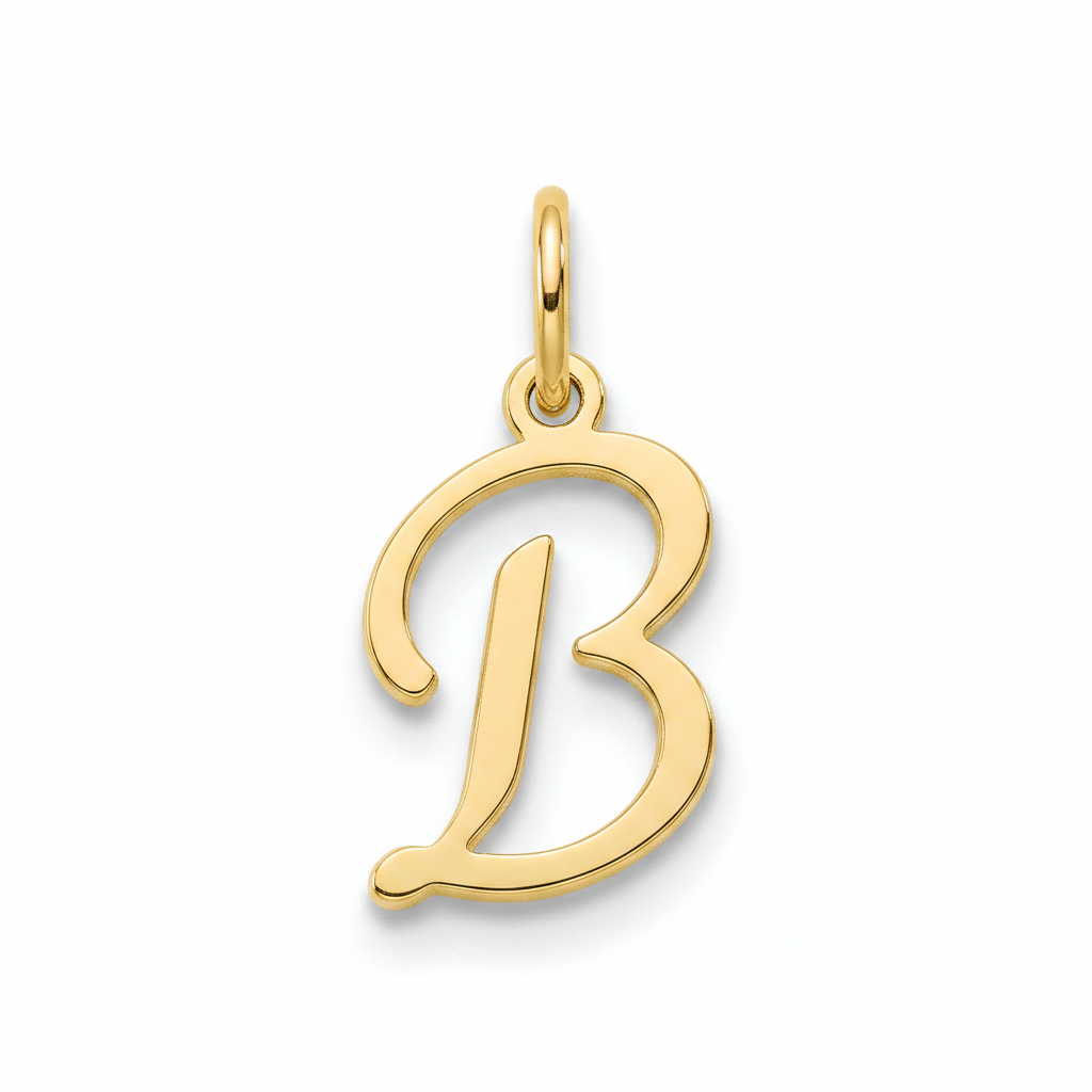 Cursive Initial Charm in 18k Gold Plated, B by Seeyoura