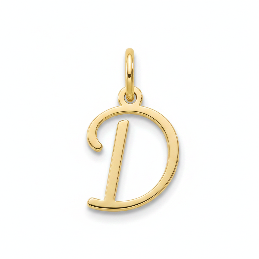 Cursive Initial Charm in 18k Gold Plated, D by Seeyoura