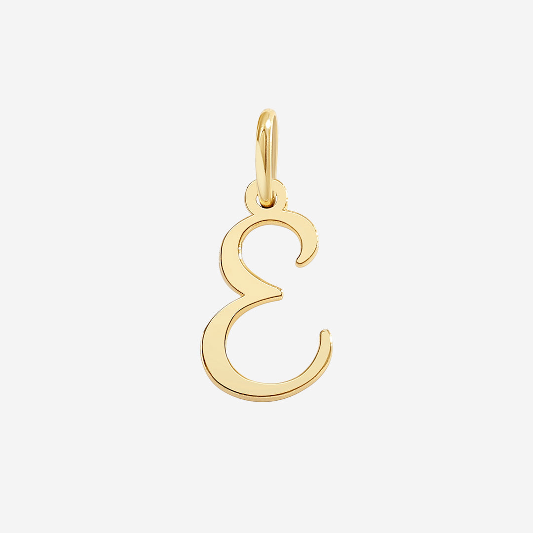 Cursive Initial Charm in 18k Gold Plated, E by Seeyoura