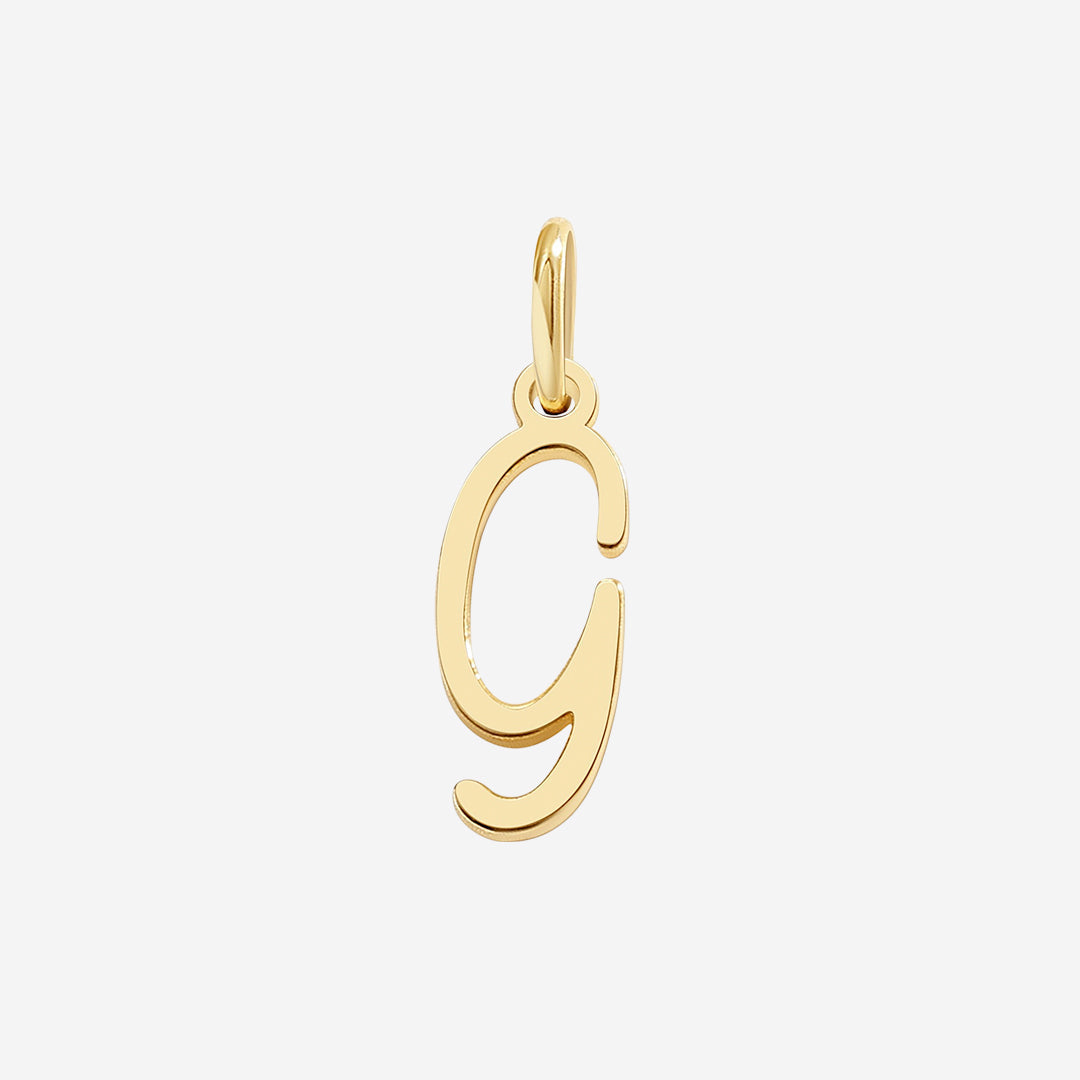 Cursive Initial Charm in 18k Gold Plated, G by Seeyoura