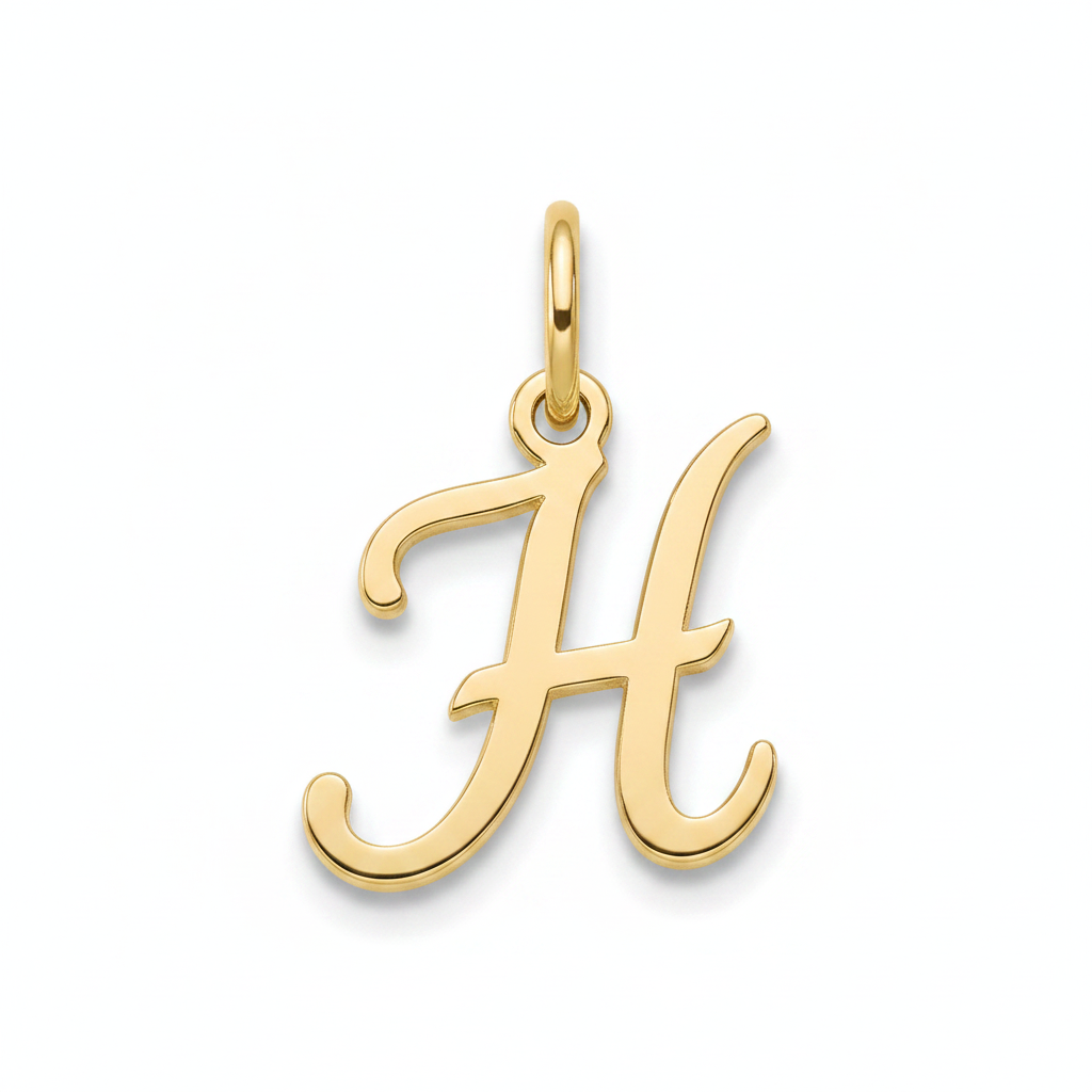 Cursive Initial Charm in 18k Gold Plated, H by Seeyoura