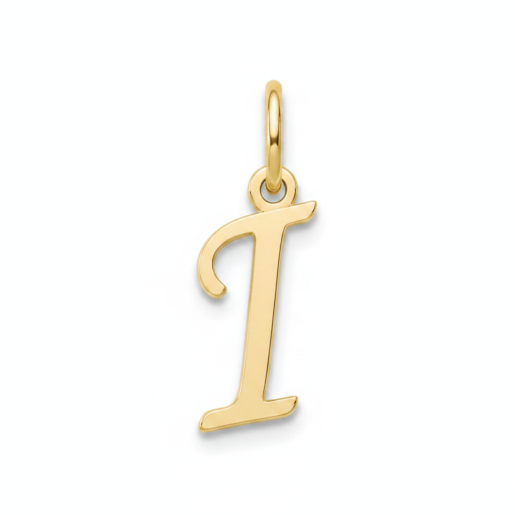 Cursive Initial Charm in 18k Gold Plated, I by Seeyoura