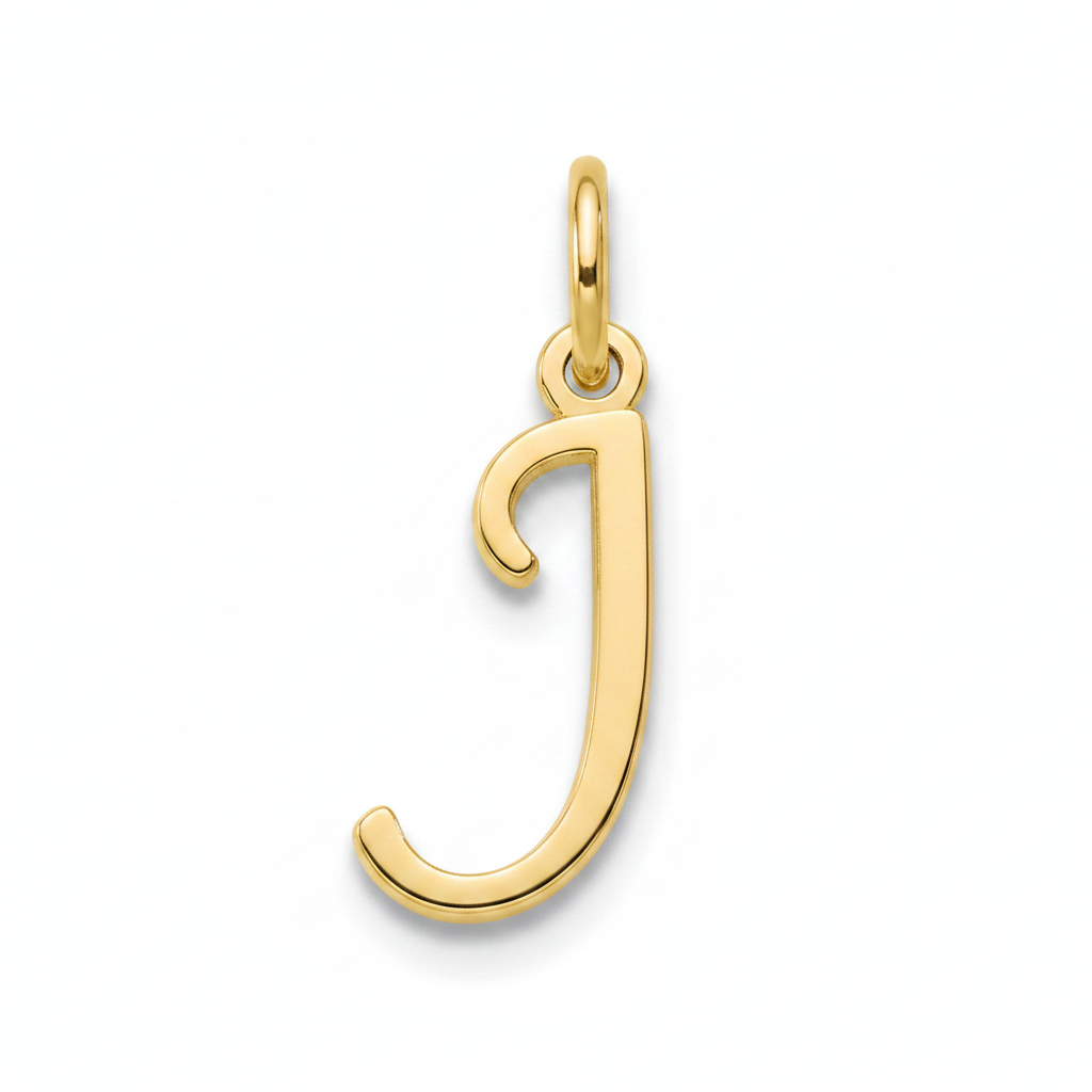 Cursive Initial Charm in 18k Gold Plated, J by Seeyoura