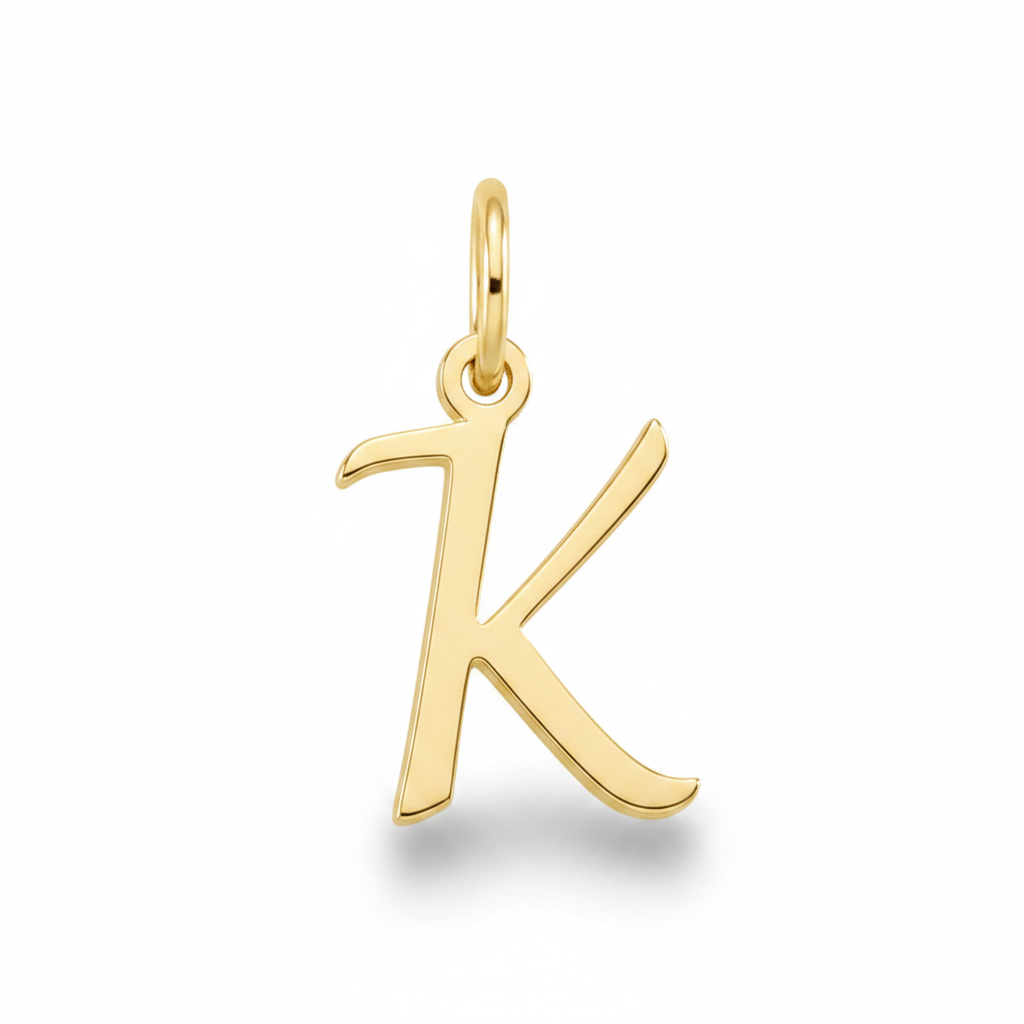 Cursive Initial Charm in 18k Gold Plated, K by Seeyoura