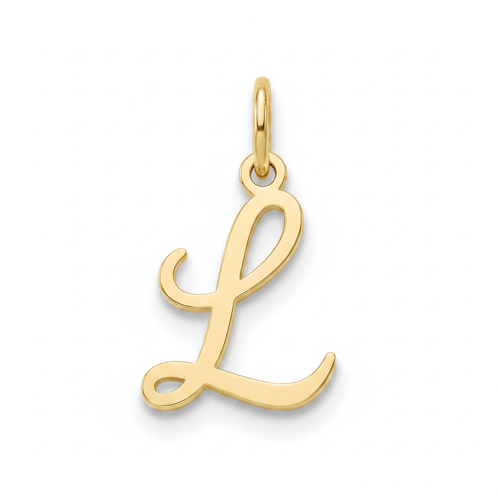 Cursive Initial Charm in 18k Gold Plated, L by Seeyoura