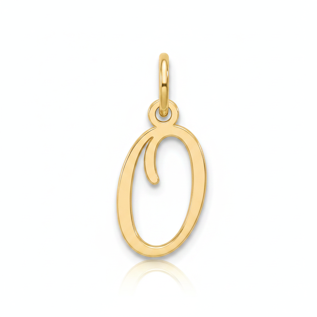 Cursive Initial Charm in 18k Gold Plated, O by Seeyoura
