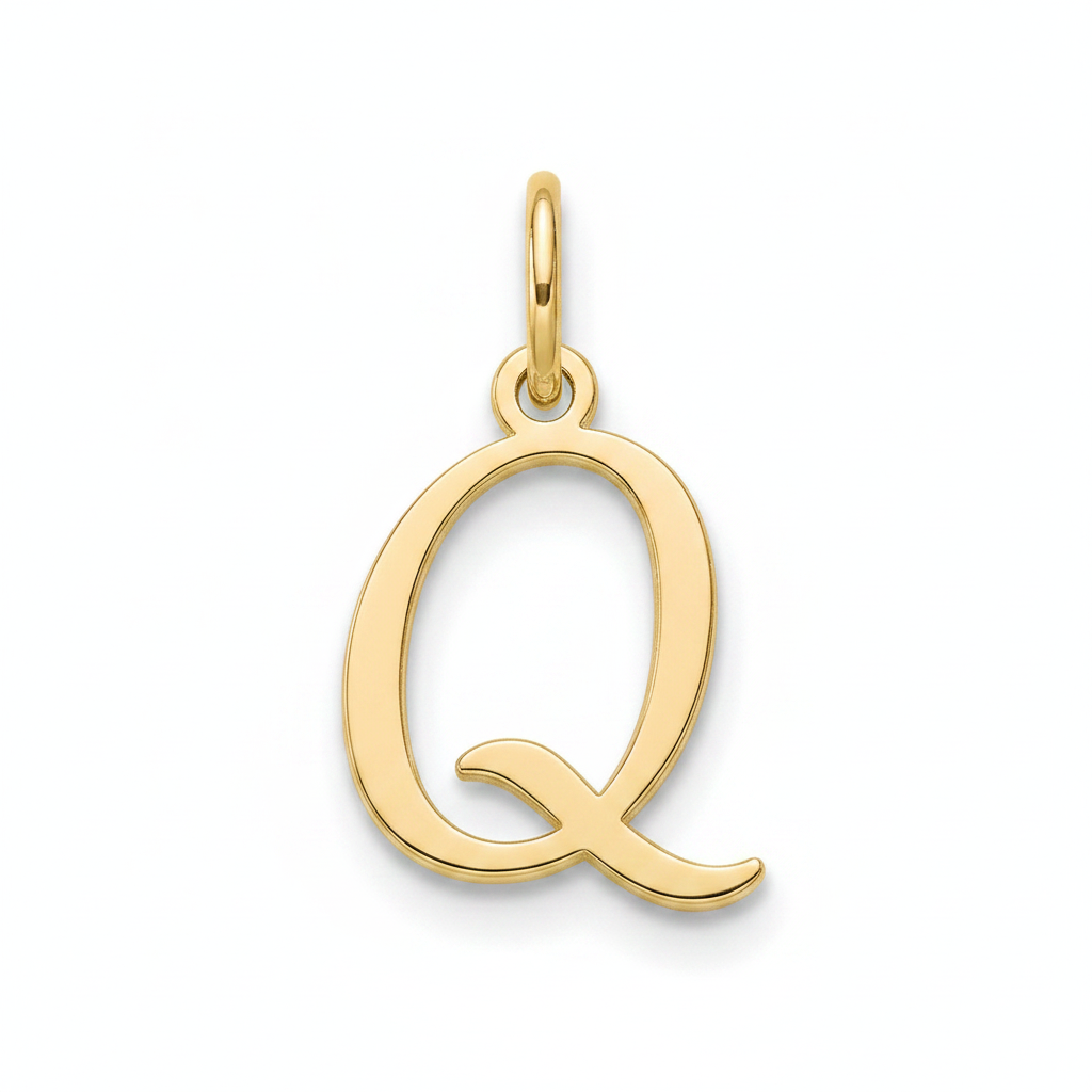 Cursive Initial Charm in 18k Gold Plated, Q by Seeyoura