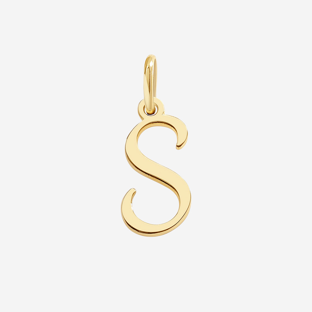 Cursive Initial Charm in 18k Gold Plated, S by Seeyoura