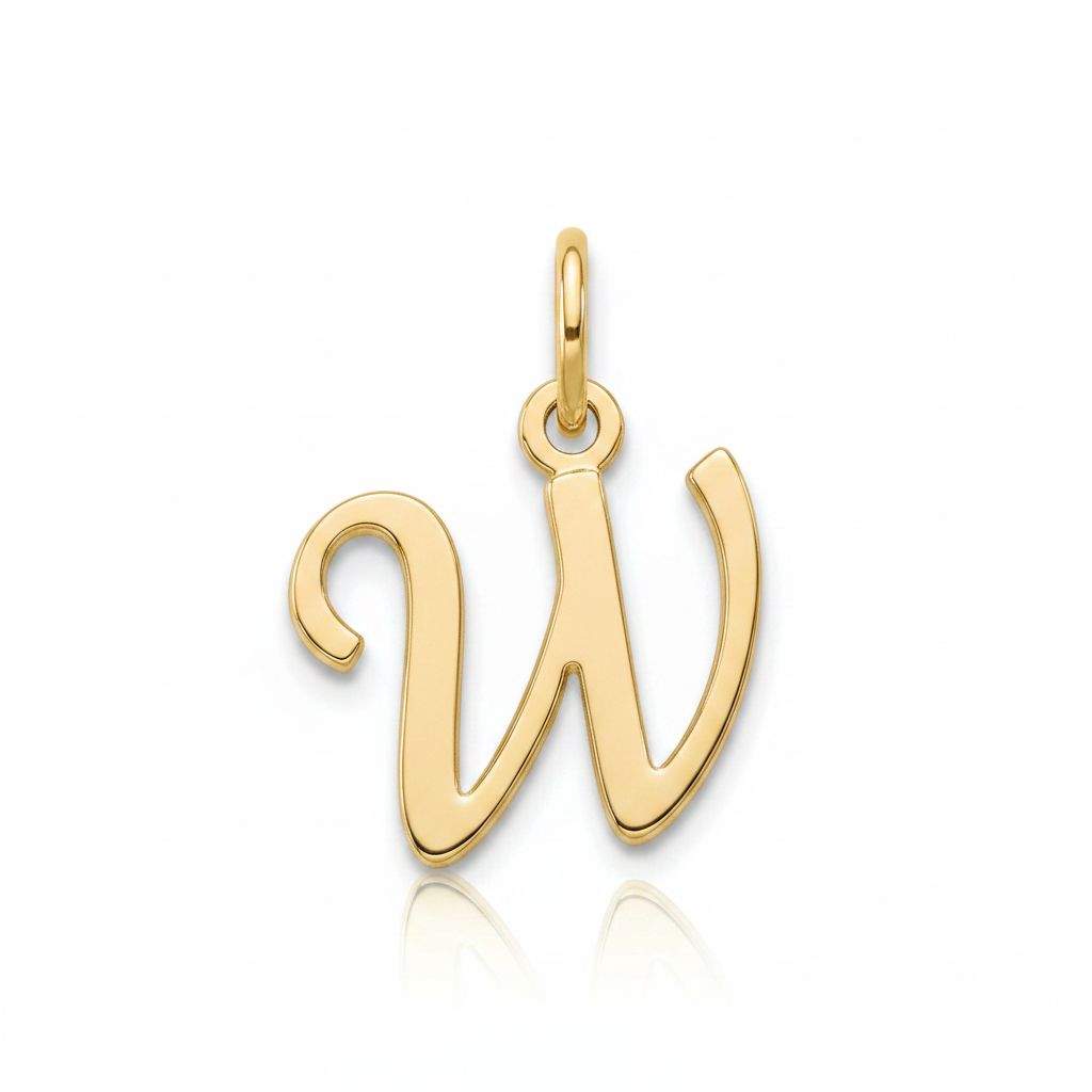 Cursive Initial Charm in 18k Gold Plated, W by Seeyoura