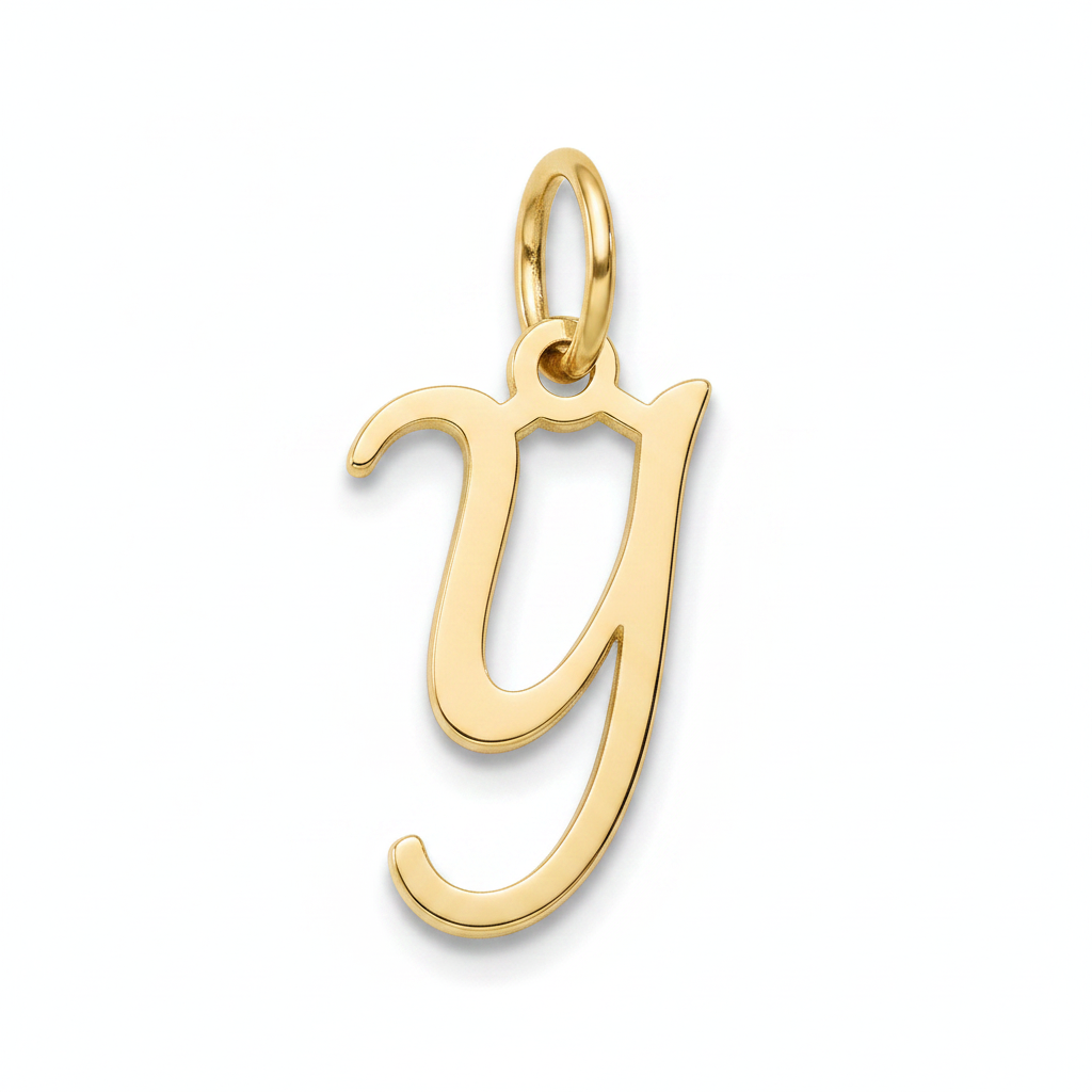 Cursive Initial Charm in 18k Gold Plated, Y by Seeyoura