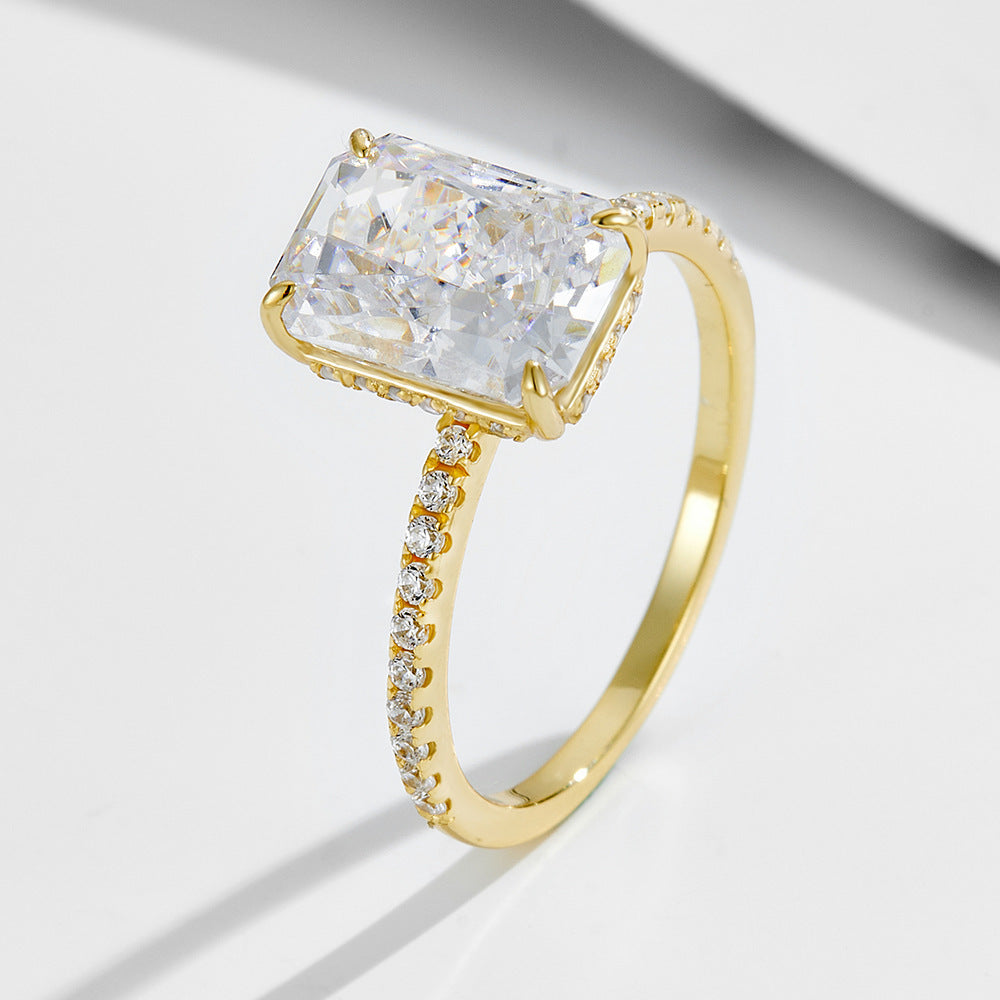 Cushion Cut Zirconia Ring Set — Gold by Seeyoura