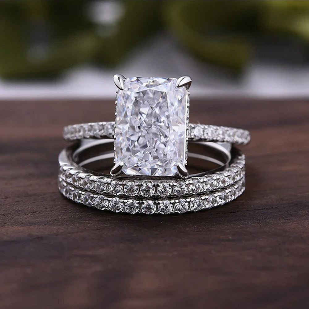 Cushion Cut Zirconia Ring Set — Silver in silver by Seeyoura