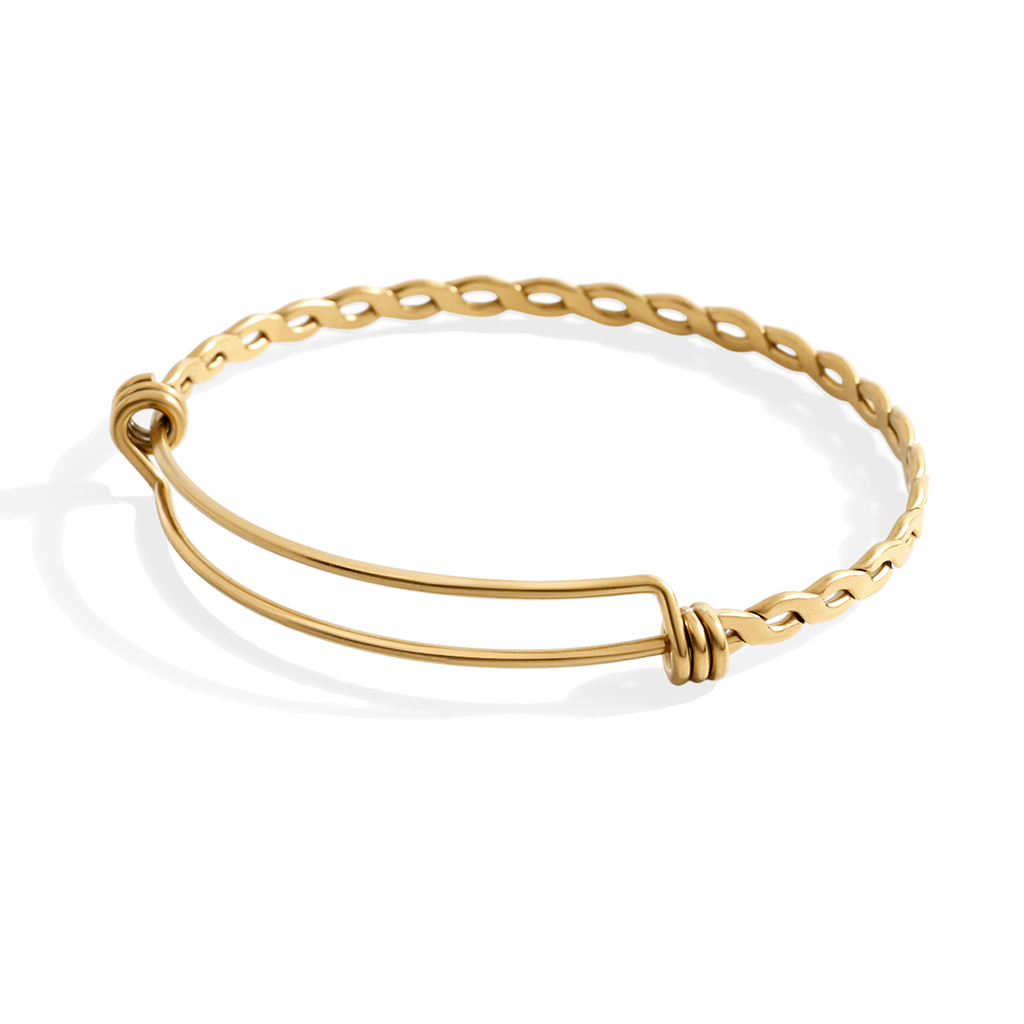 Dainty Adjustable Braided Bangle in gold by Seeyoura
