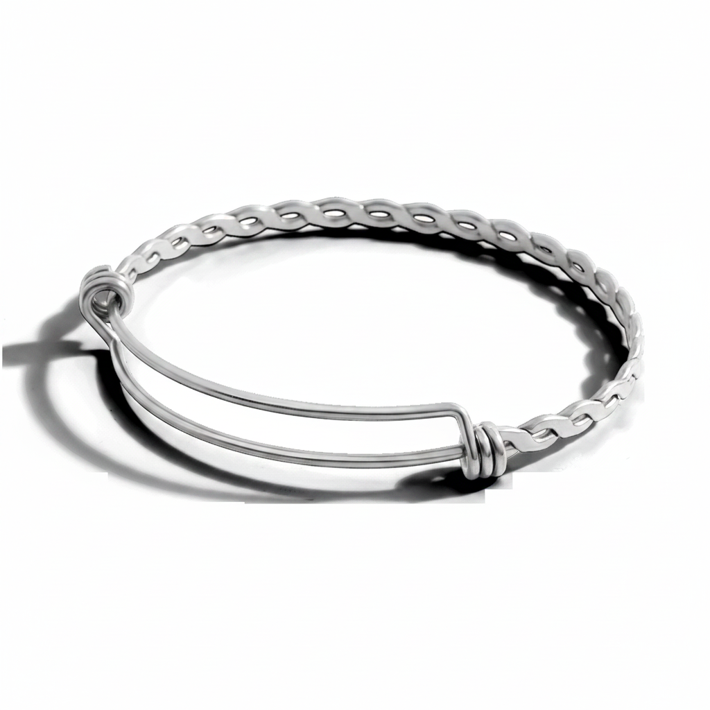 Dainty Adjustable Braided Bangle in silver by Seeyoura