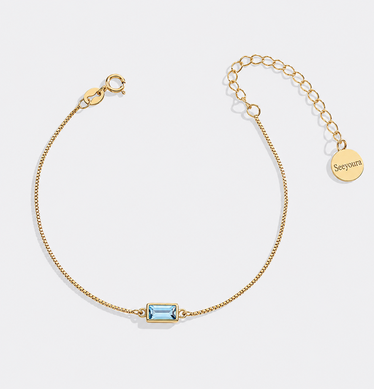 Dainty Birthstone Bracelet in 18-k-gold-over-sterling-silver, 1 by Seeyoura