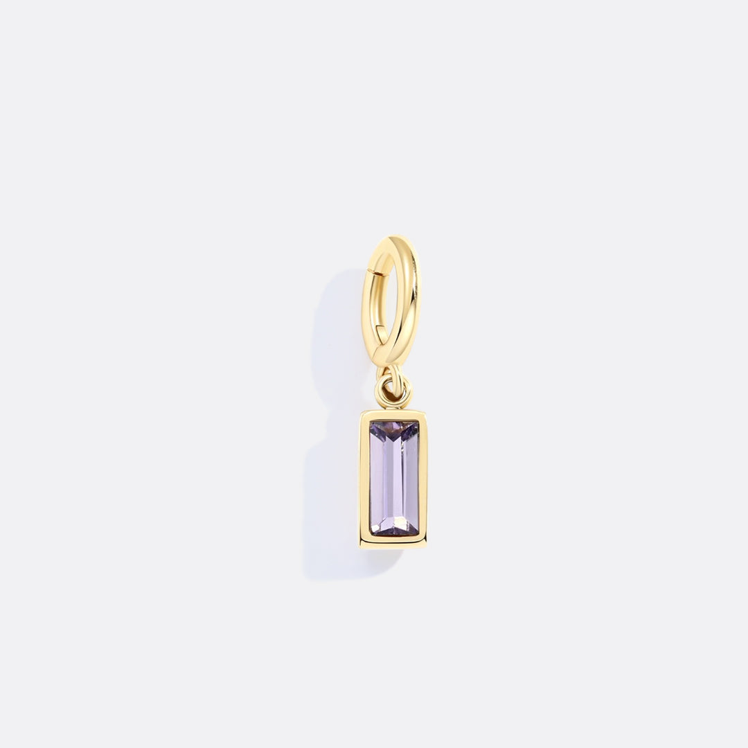 Dainty Baguette Birthstone Charm in alexandrite-june by Seeyoura