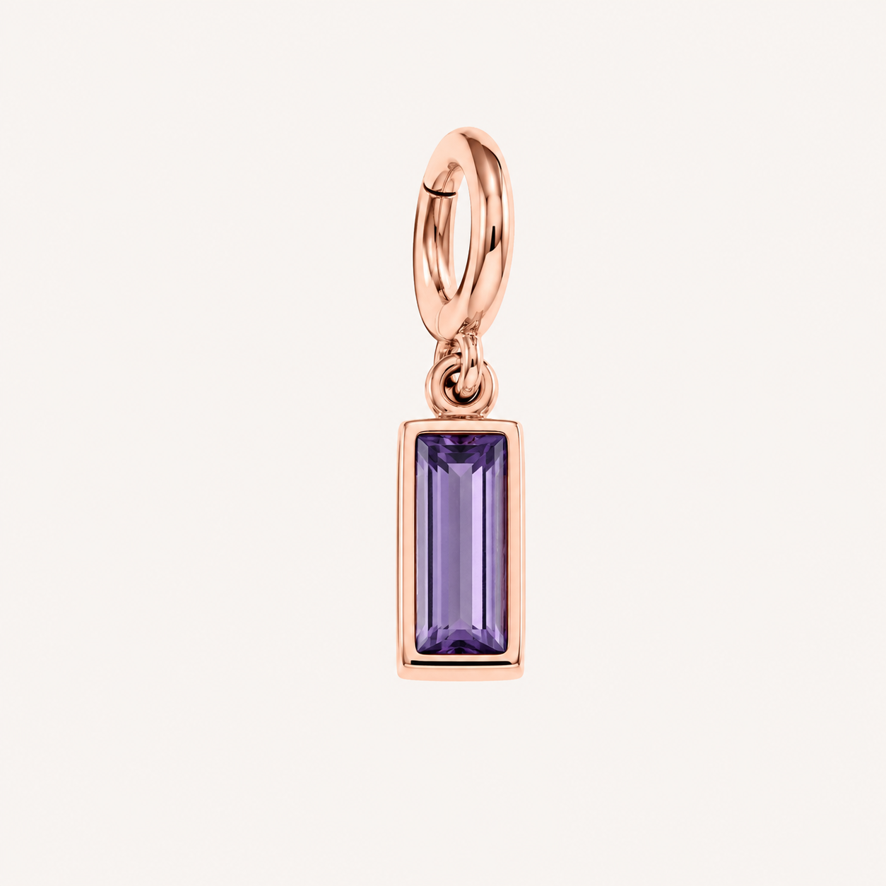 Dainty Baguette Birthstone Charm in amethyst-february by Seeyoura
