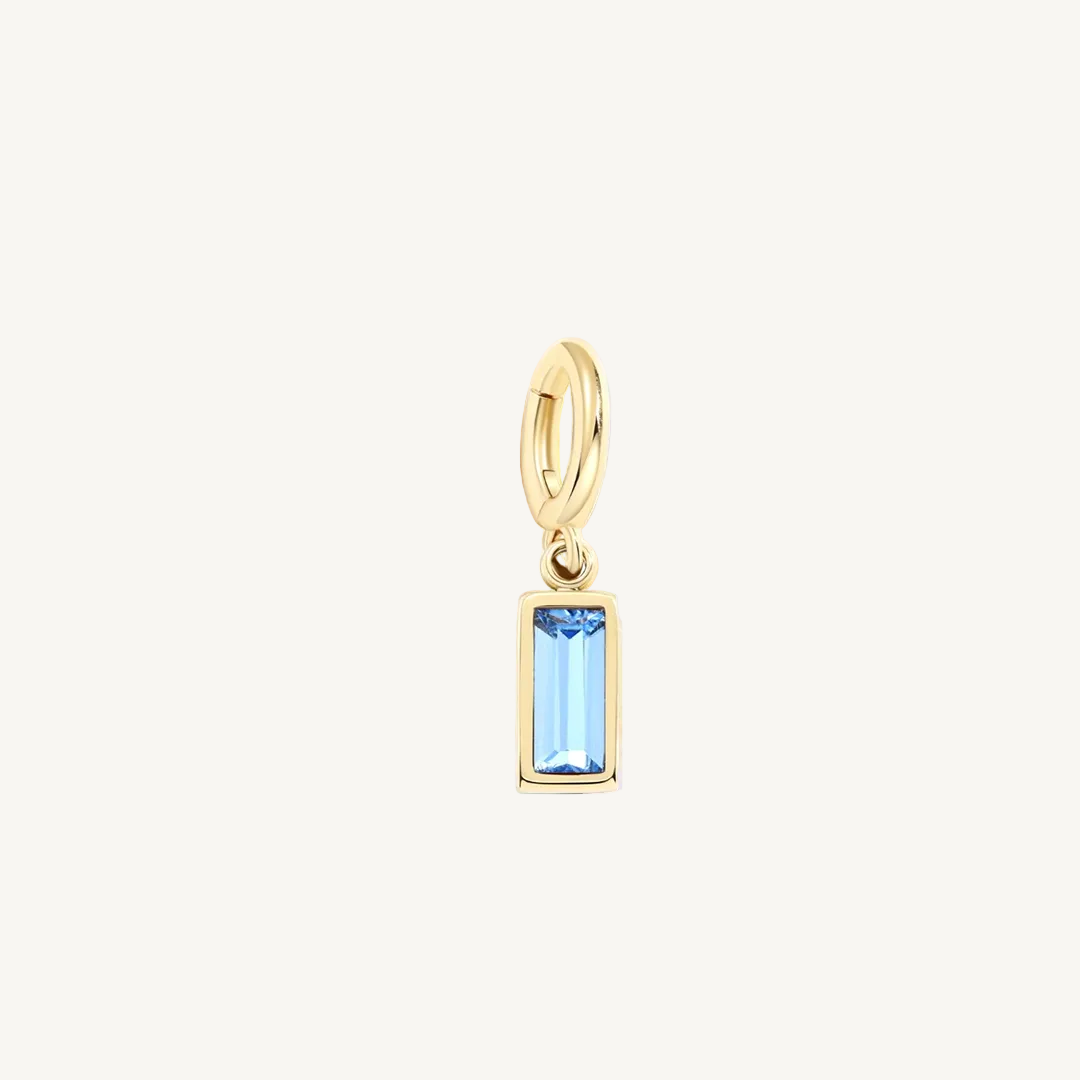 Dainty Baguette Birthstone Charm in blue-topaz-december by Seeyoura