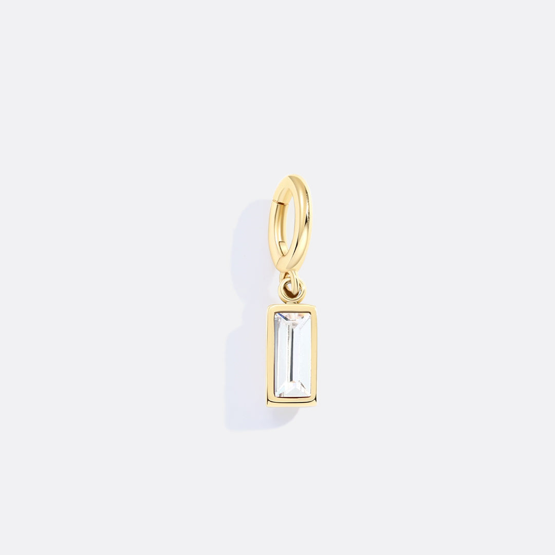 Dainty Baguette Birthstone Charm in diamond-april by Seeyoura