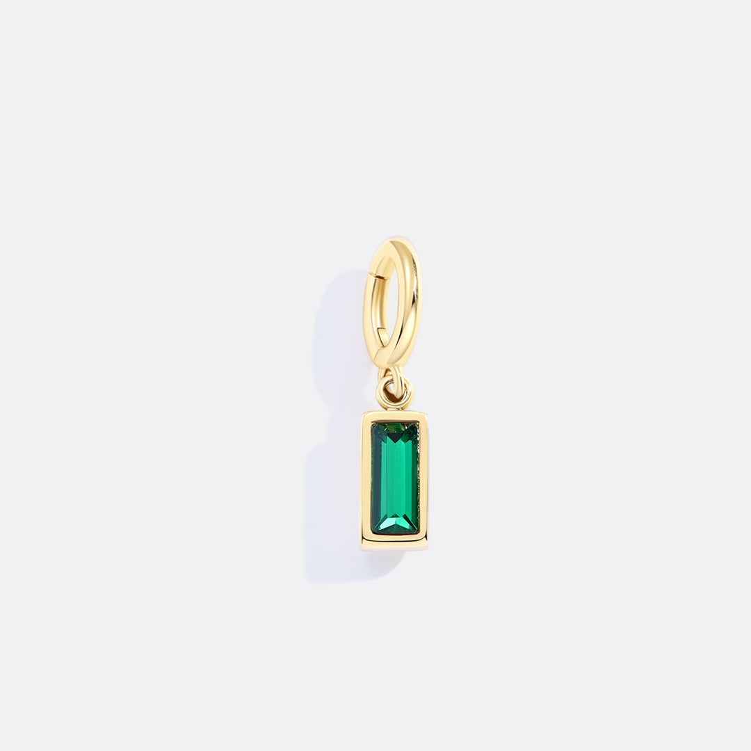 Dainty Baguette Birthstone Charm in emerald-may by Seeyoura