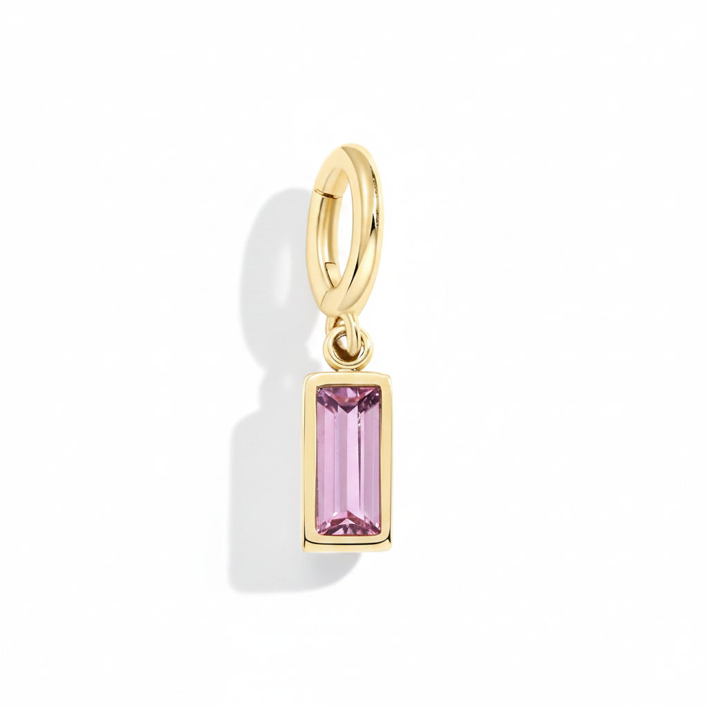 Dainty Baguette Birthstone Charm by Seeyoura