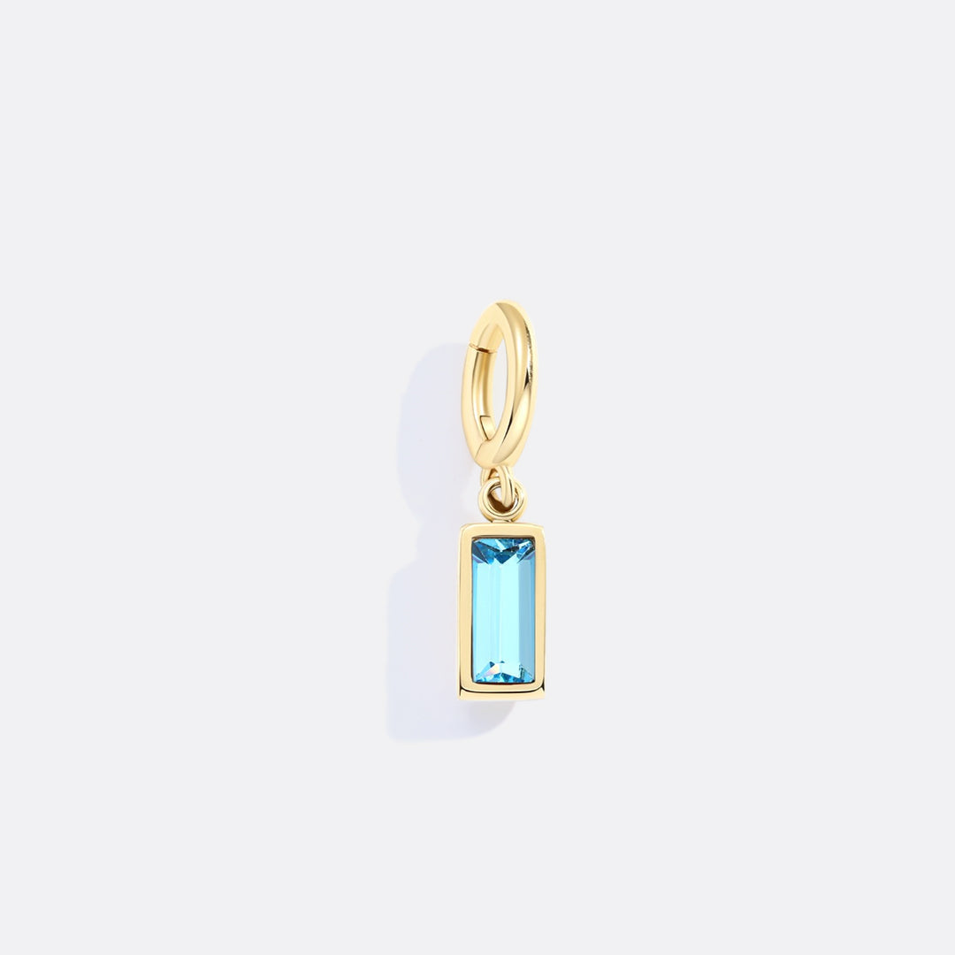 Dainty Baguette Birthstone Charm in march-aquamarine by Seeyoura