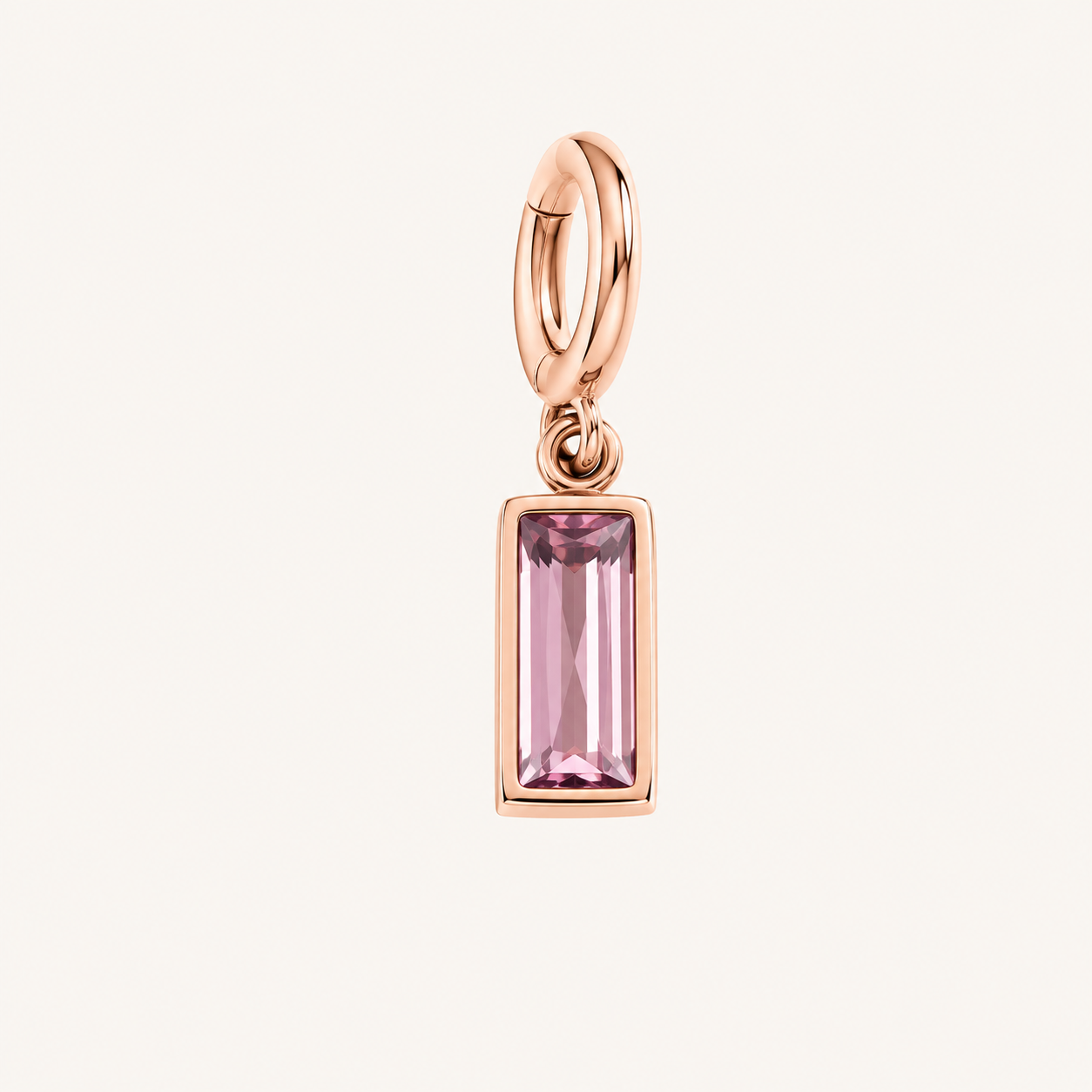 Dainty Baguette Birthstone Charm in pink-tourmaline-october by Seeyoura